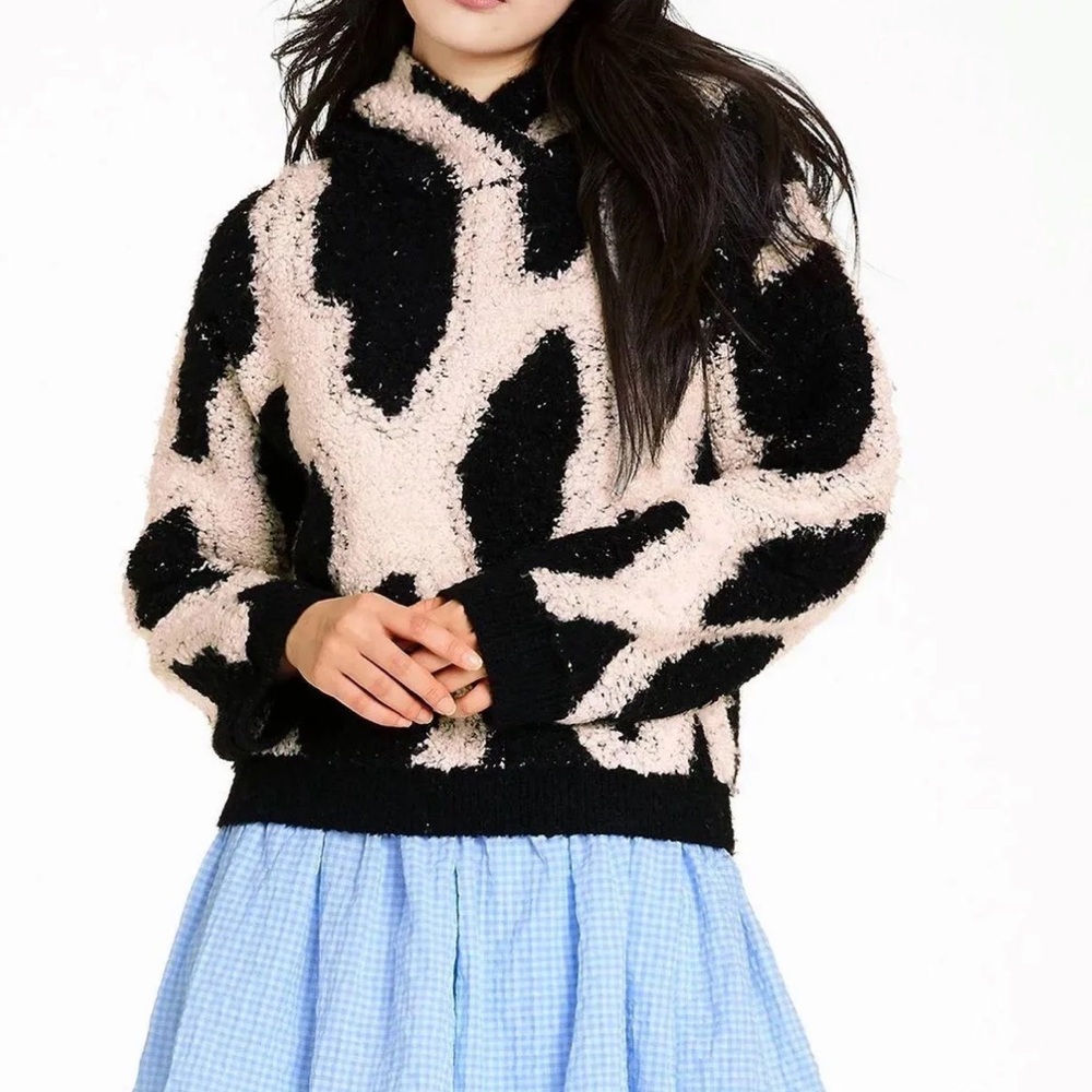 SANDY LIANG COW PRINT FUZZY HOODIE